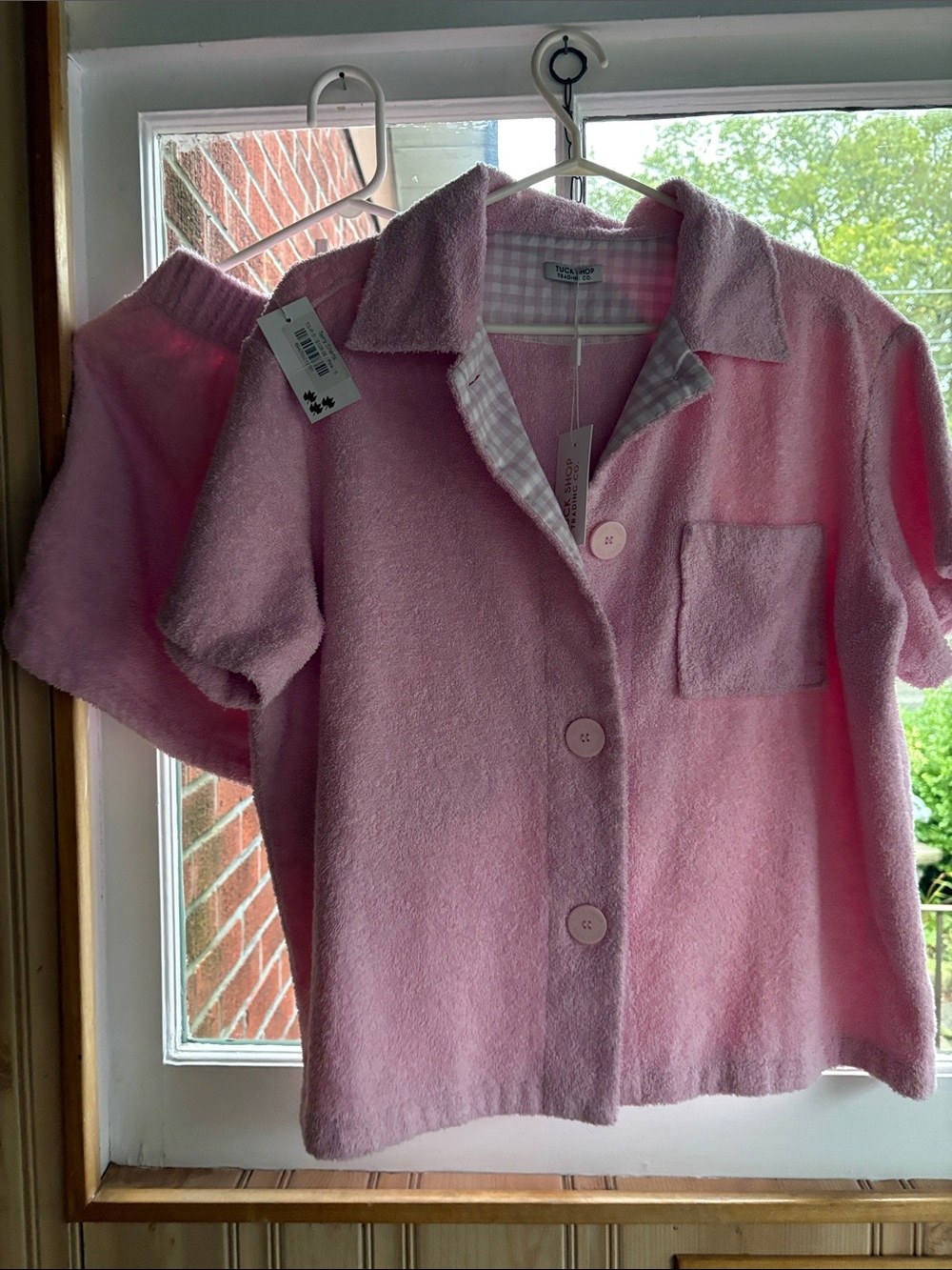 Pink Terry Short-Sleeve Shirt and Short Set